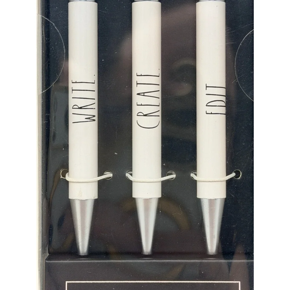 Rae Dunn Pen Set Unisex OS Cream NEW Write Create Edit 3pc Ballpoint PTH04